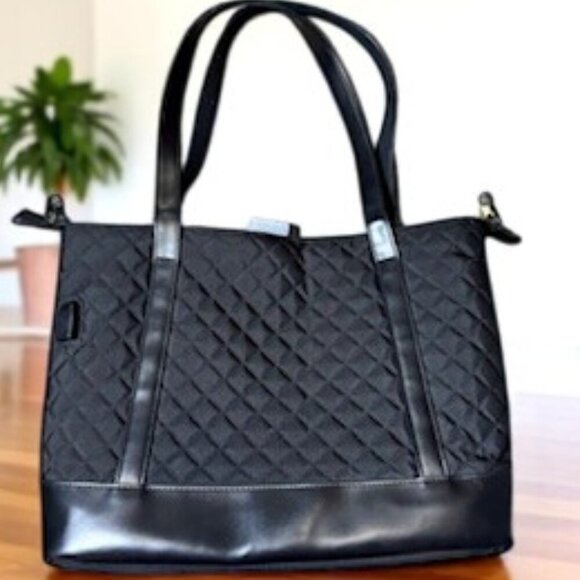 KROSER Quilted Laptop Tote Bag 15.6” | USB Port | Water-Resistant | Black | NWT - Picture 2 of 11